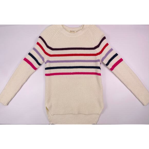 Marine Layer Cream Multi Stripe Waffle Knit Sweater Size Small - Picture 3 of 10